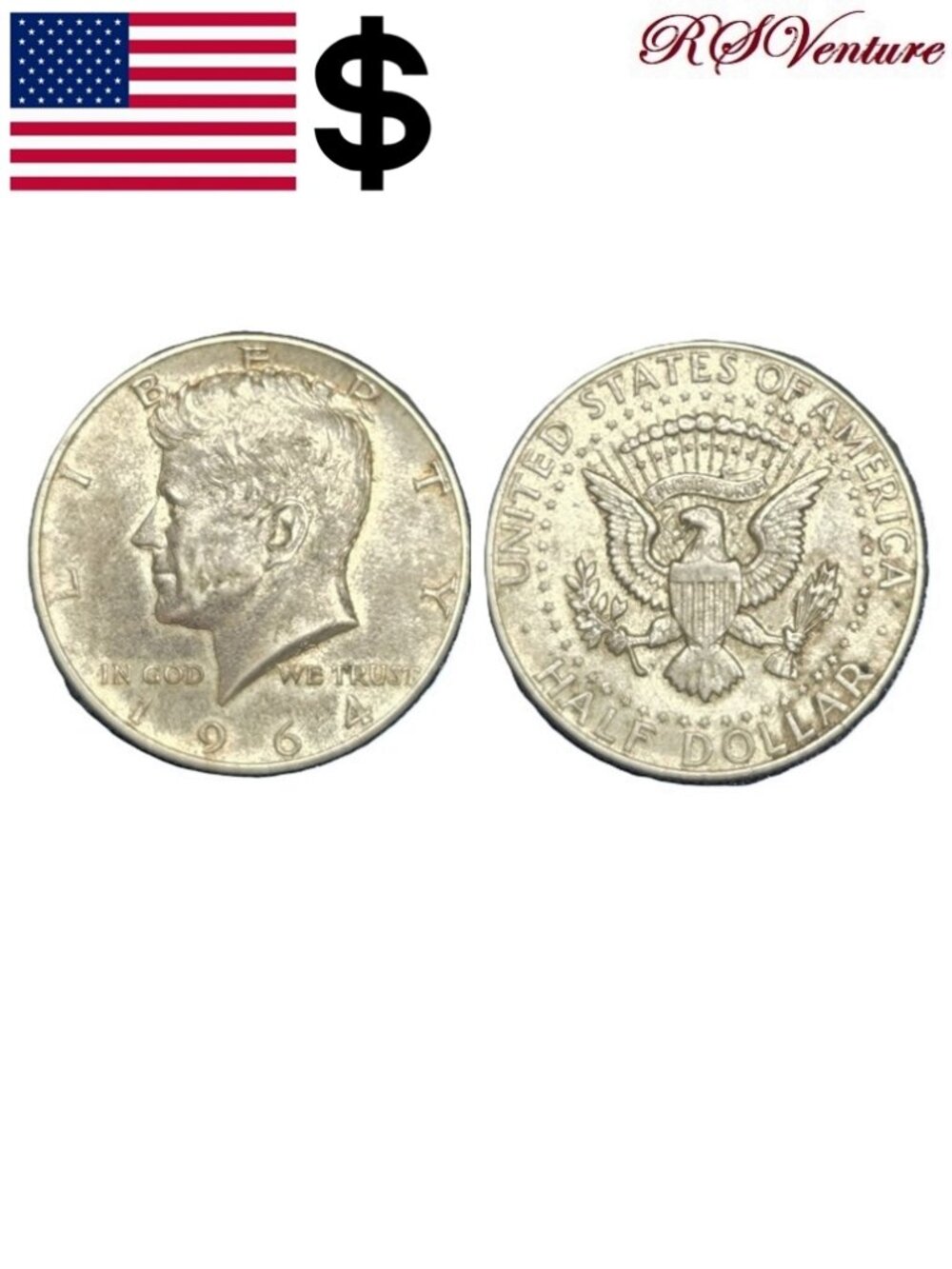 Vintage 1964 Kennedy Silver Half Dollar